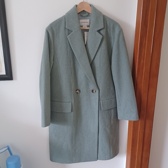 ⛔️SOLD⛔️🆕️NWT Club Monaco Double Breasted Wool Blend Coat in 'Green' - Picture 6 of 13